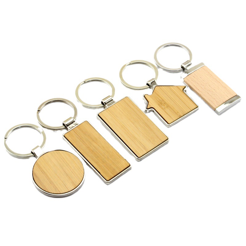 Blank Wooden Metal Key Chain 1