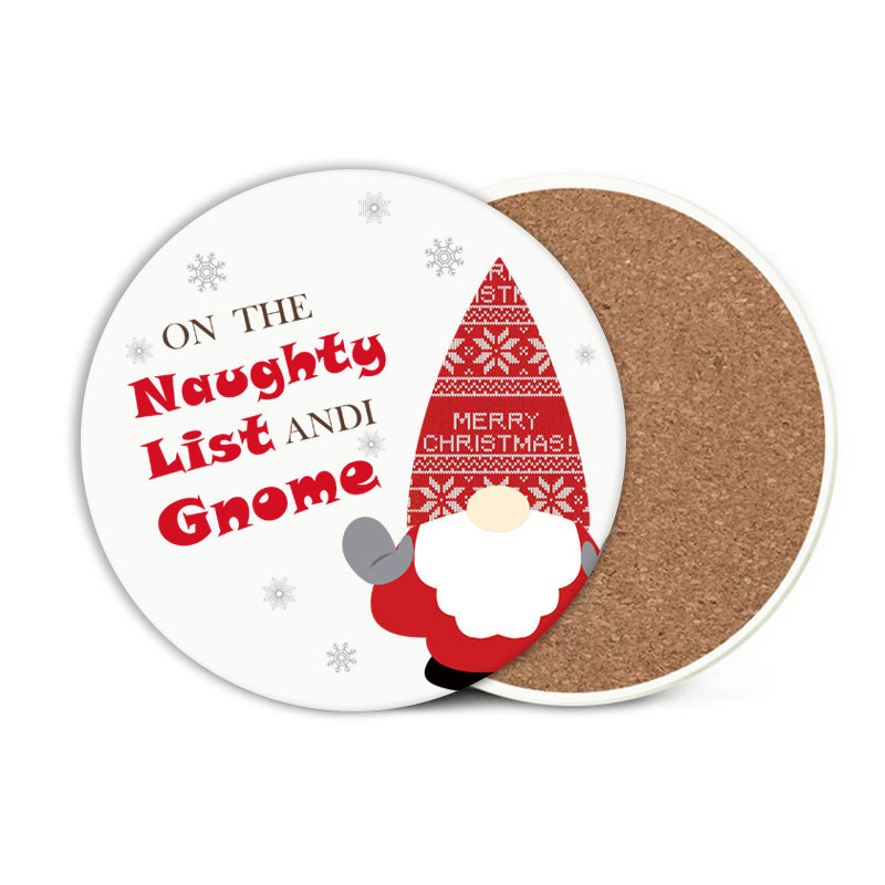 Round Christmas Cartoon Absorbent Ceramic Coasters 3