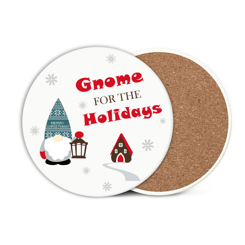 Round Christmas Cartoon Absorbent Ceramic Coasters 4